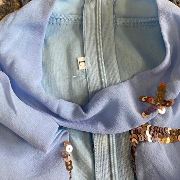 NWOT Blue Beaded Chiffon Maxi Dress Size L - Picture 7 of 8